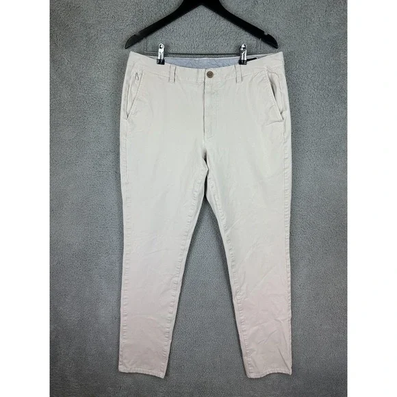 Bonobos Pants Mens 35x36 Beige Slim Stretch Chinos Casual Comfort Flat Front